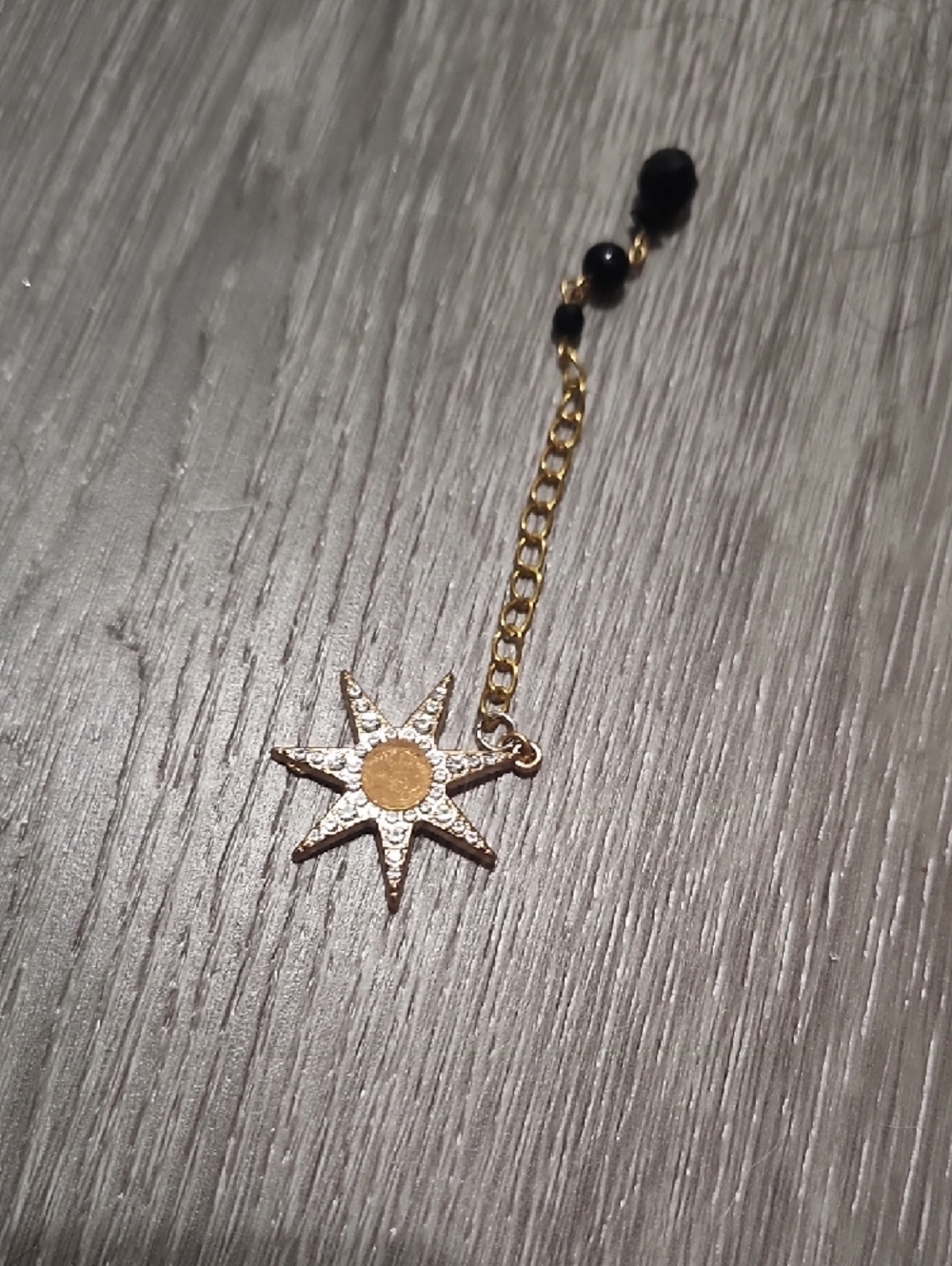 Handcrafted Gold Star Drop with Black Beads Bookmark - Picture 5 of 5